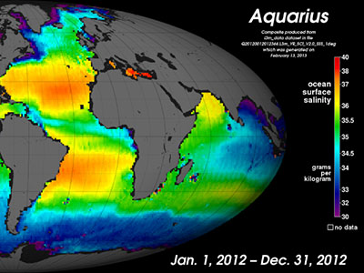2012 Global ocean surface salinity map