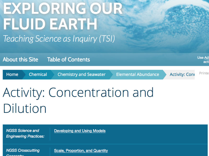Document cover page: concentration and dilution