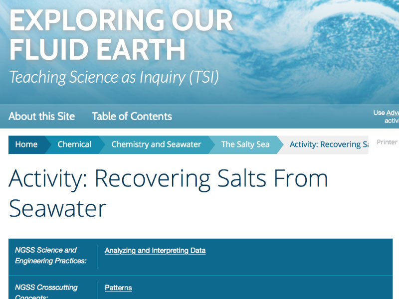Document cover page: recovering salts from seawater