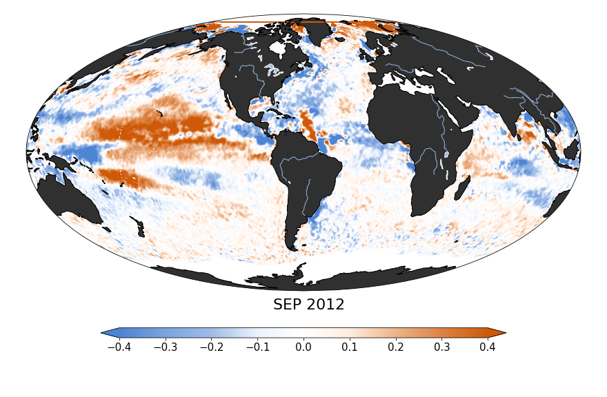 Sea surface salinity, September 2012