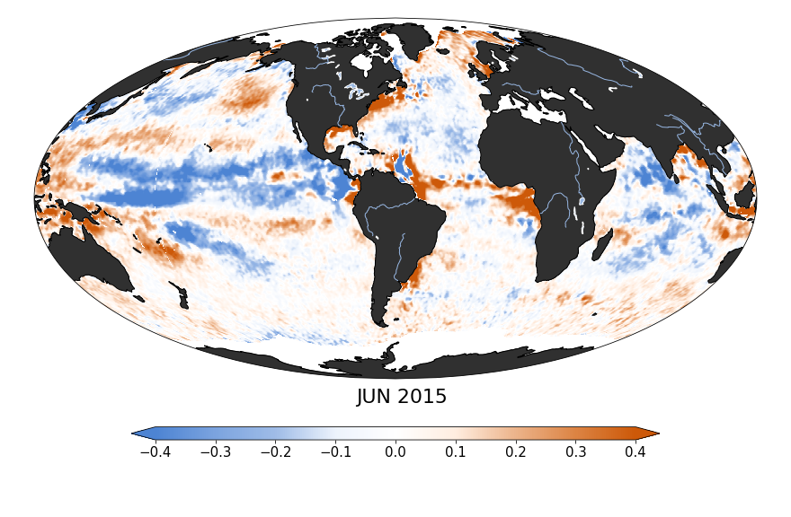 Sea surface salinity, June 2015