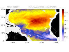 Sea surface salinity, December 6, 2011
