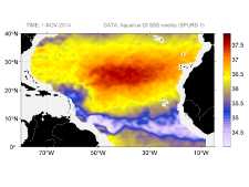 Sea surface salinity, November 1, 2014
