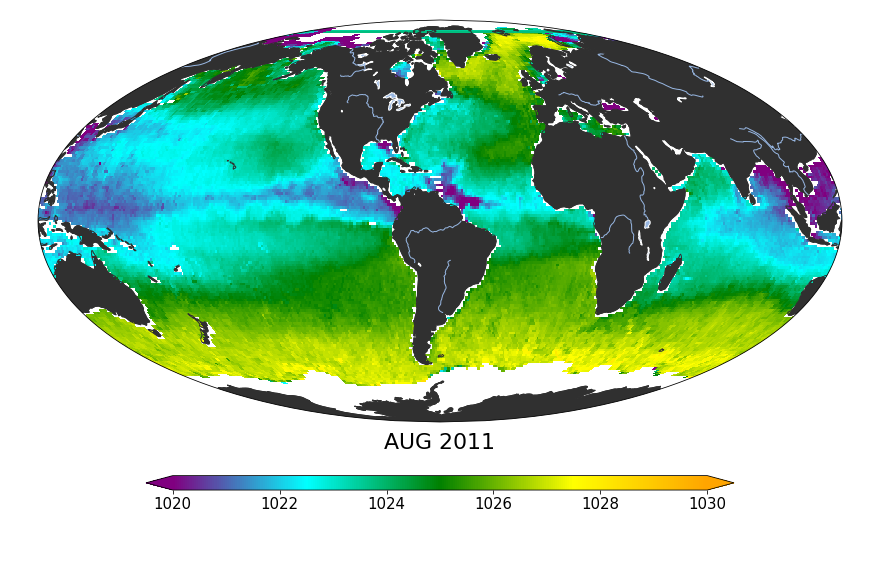 Global Sea surface density, August 2011