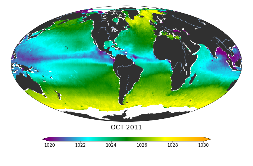 Global Sea surface density, October 2011