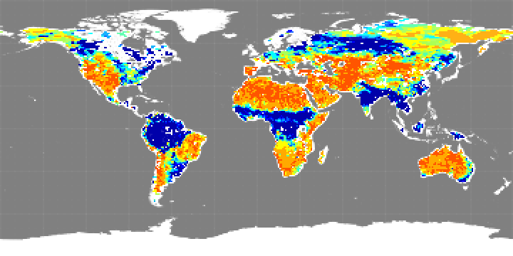 Monthly composite map of soil moisture, August 2011.
