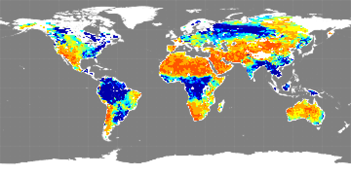 Monthly composite map of soil moisture, October 2011.