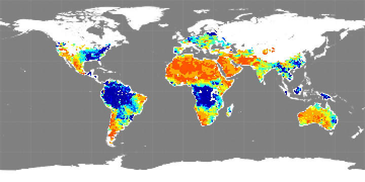 Monthly composite map of soil moisture, December 2011.