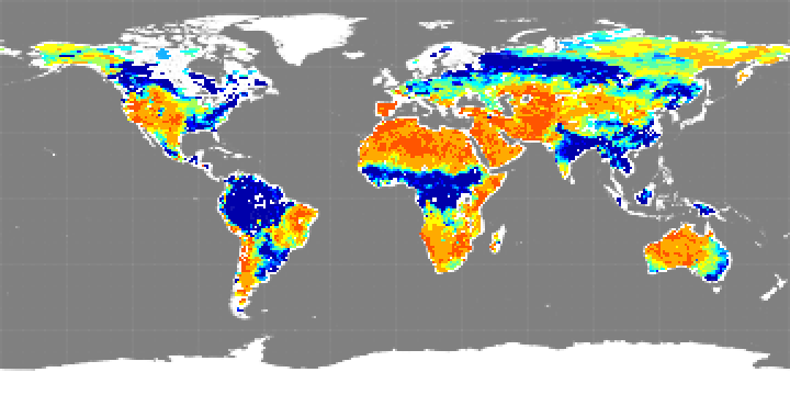 Monthly composite map of soil moisture, July 2012.
