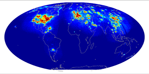Global scatterometer percent RFI, January 2015