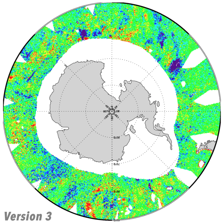Coverage in the Antarctic for RSS SMAP salinity, V3
