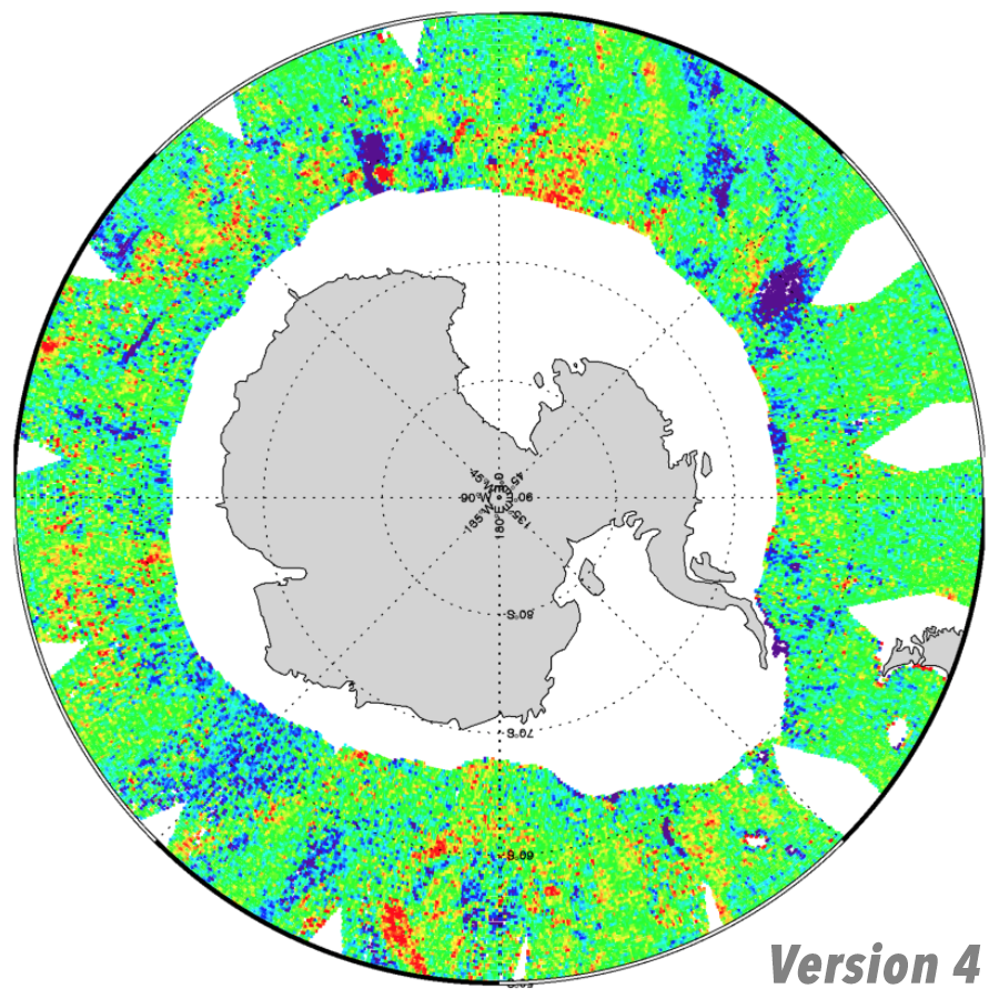 Coverage in the Antarctic for RSS SMAP salinity, V4